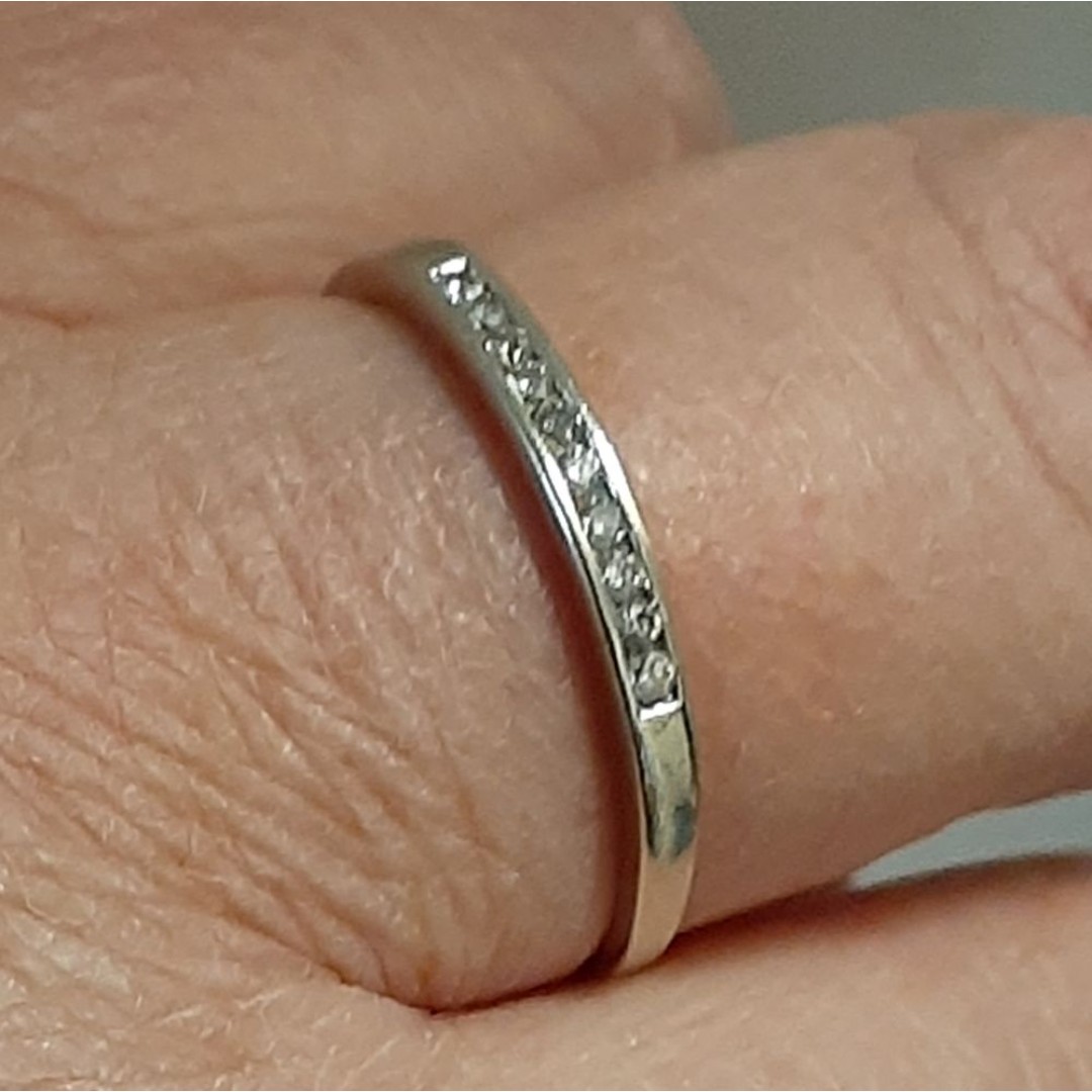 14k solid white gold diamond band ring 10.5 XXL XL
