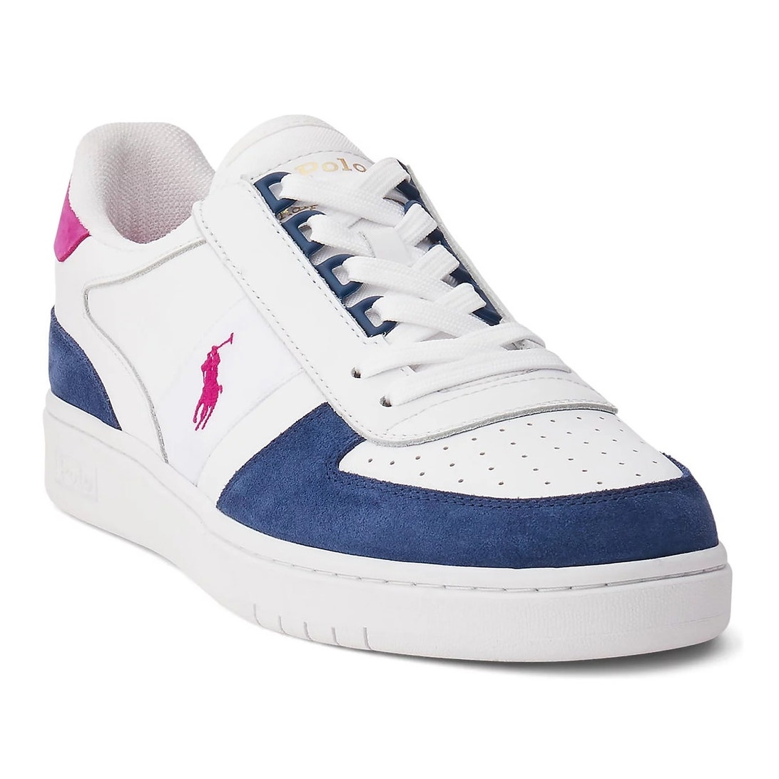 Polo Ralph Lauren Men Polo Court Trainer Sneakers Size US 9.5D White Navy Pink