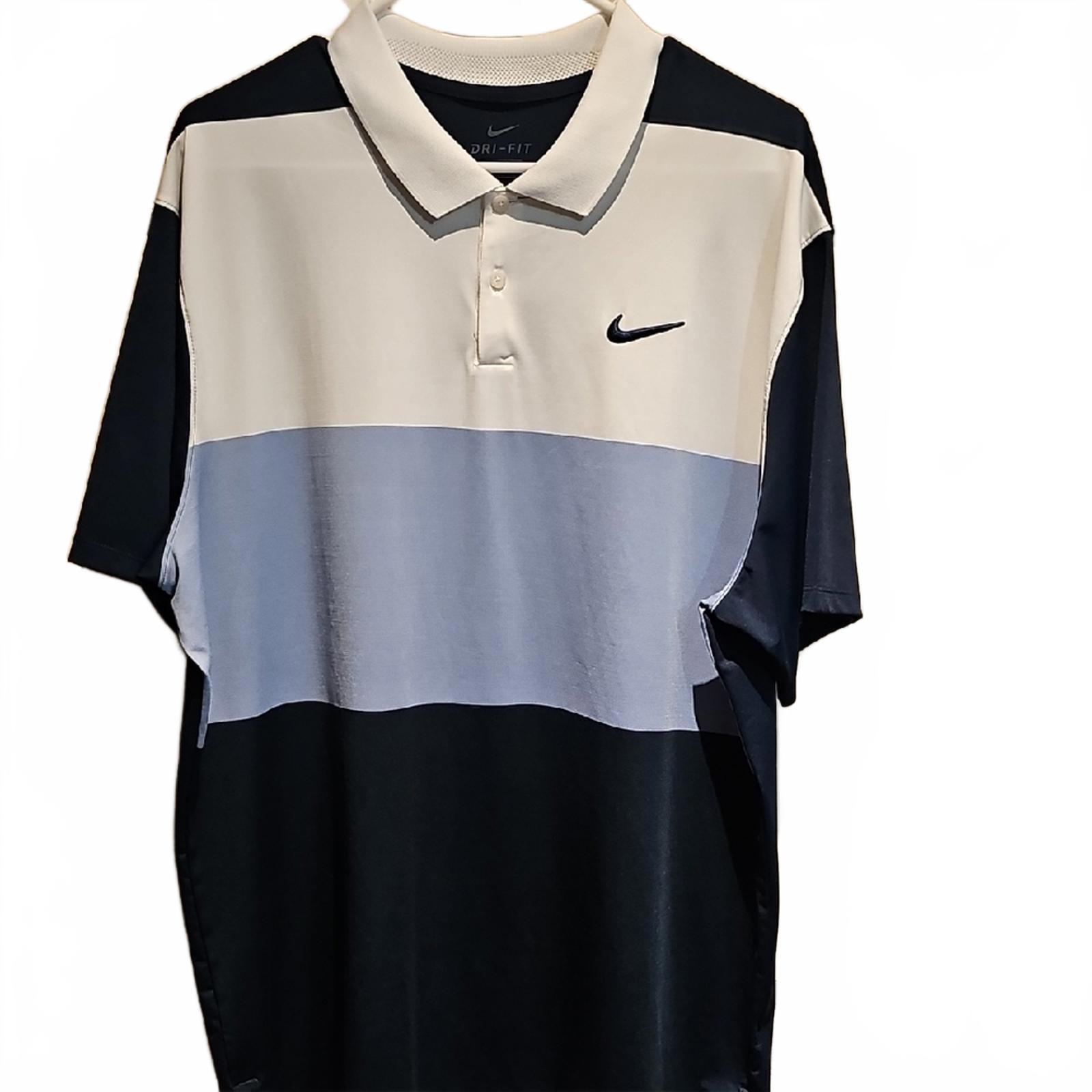 Nike Blue and White Polo Shirt with Modern Color Blocks