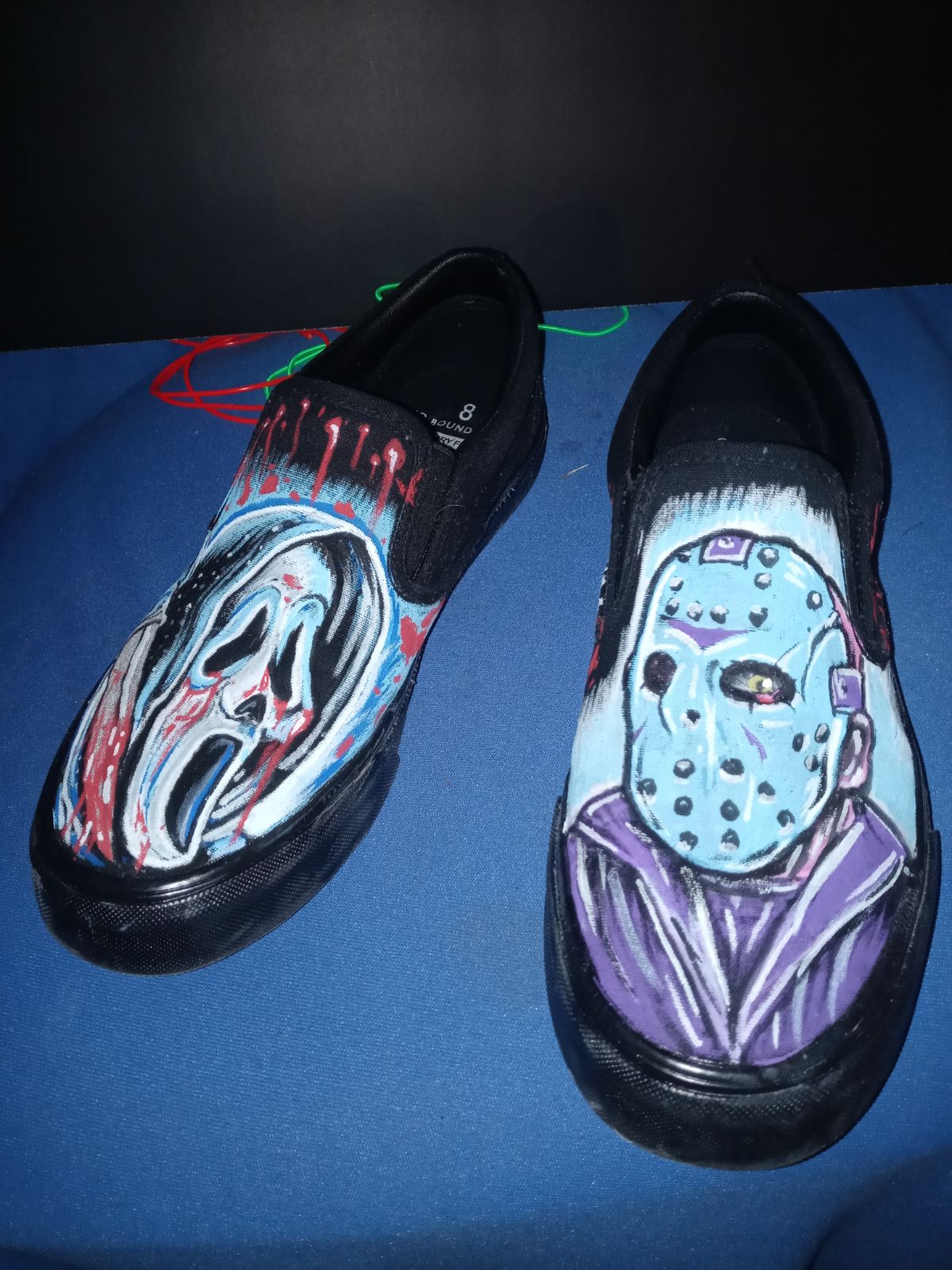 Custom scream and Jason black slip-ons