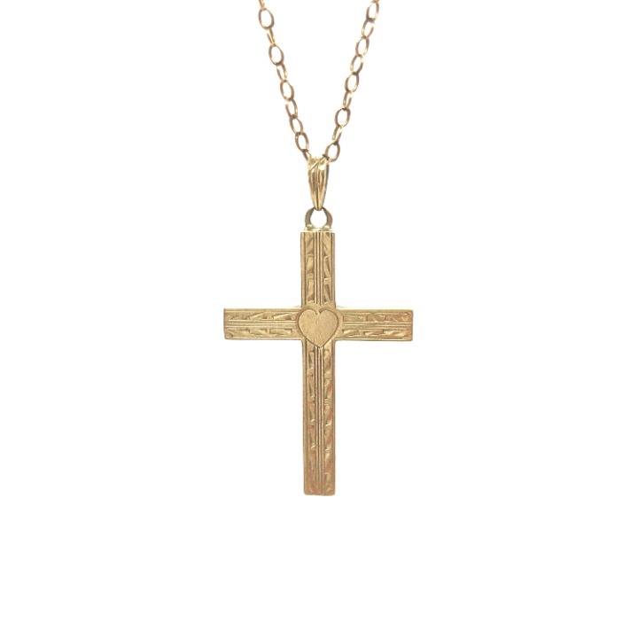 10k Cross Pendant and 10k Rolo Chain necklace