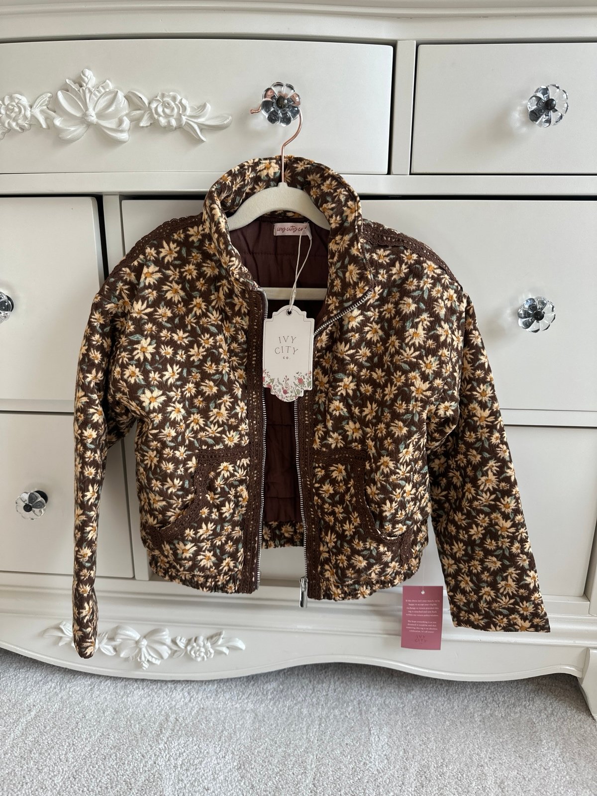 Ivy City Co Mini Tasia jacket in brown floral 6/7