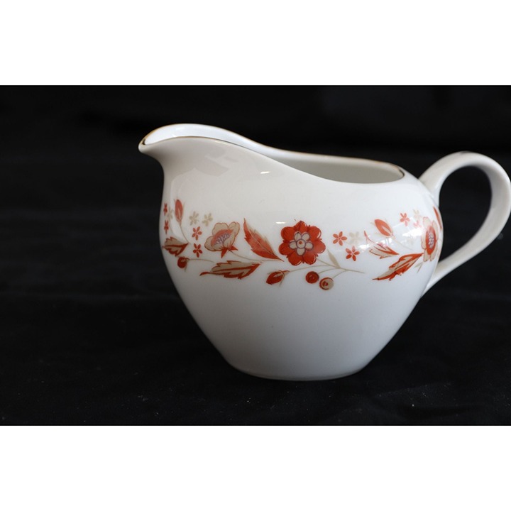Vintage China Creamer Ming Ti By Dolphin Orange Flowers On Edge With Gold Trim