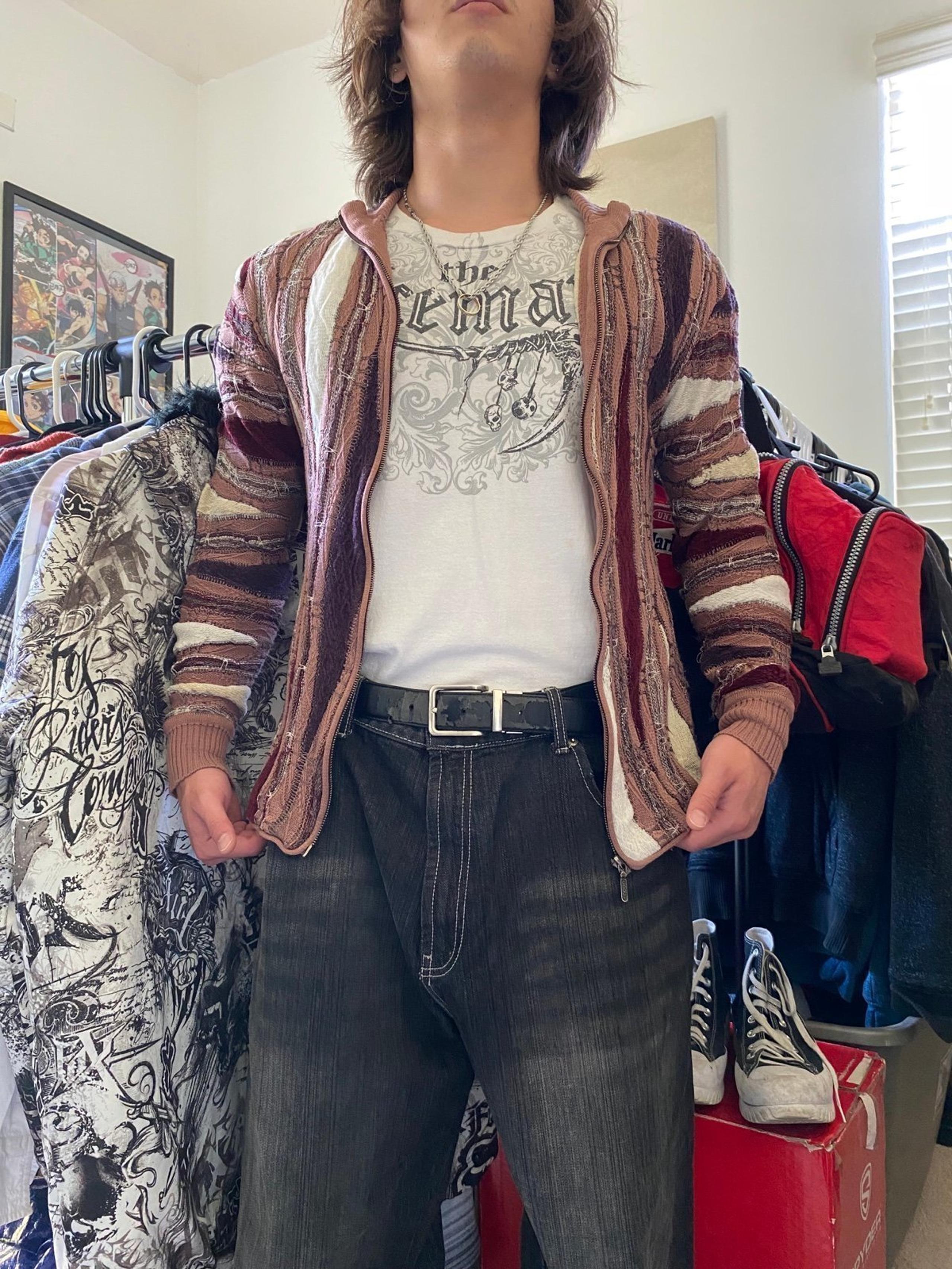 Earth Tones 3D Coogi Zip-Up Sweater