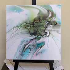 Nebulous. Original fluid art bloom technique on 10 X 10 inch canvas