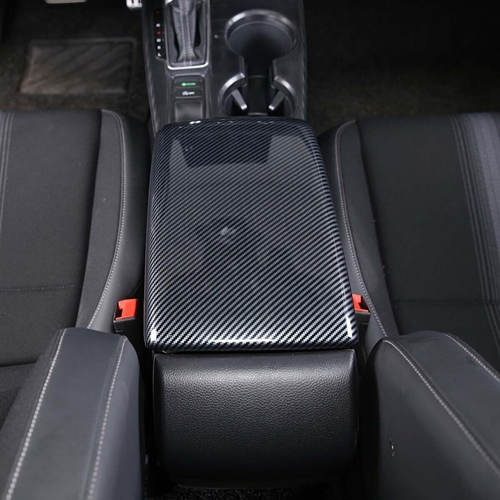 New Carbon Fiber Look Center Console Armrest Box Cover For 2022-2023 Honda Civic