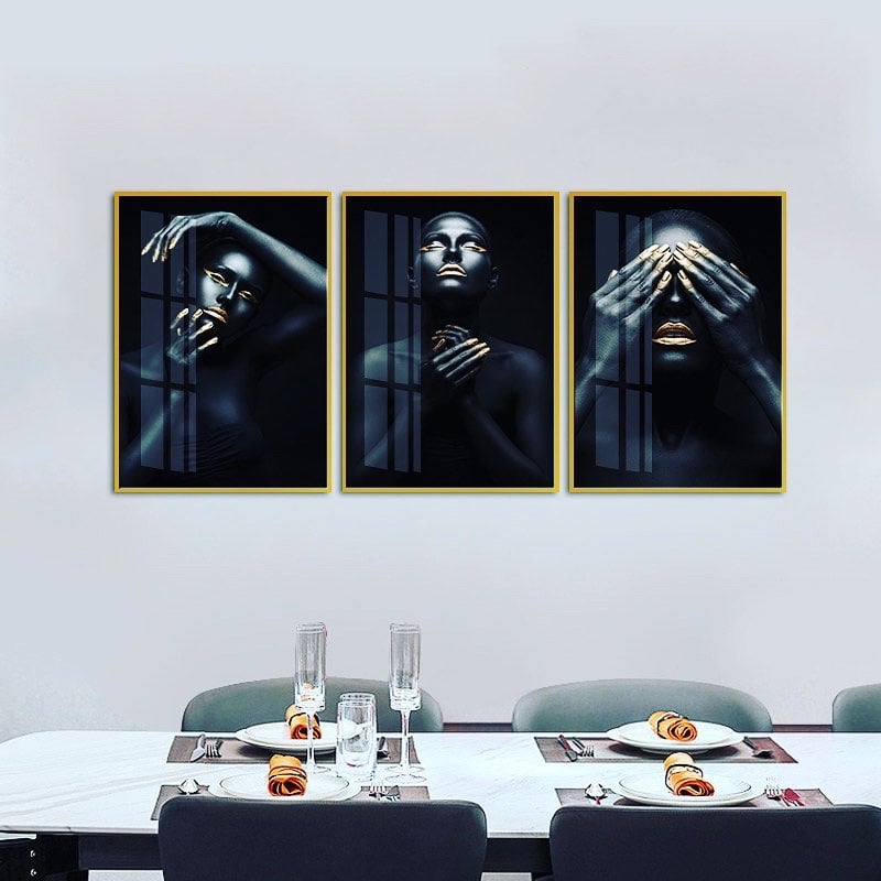 3 pieces African American Fashion Art this three pieces is a beautyful