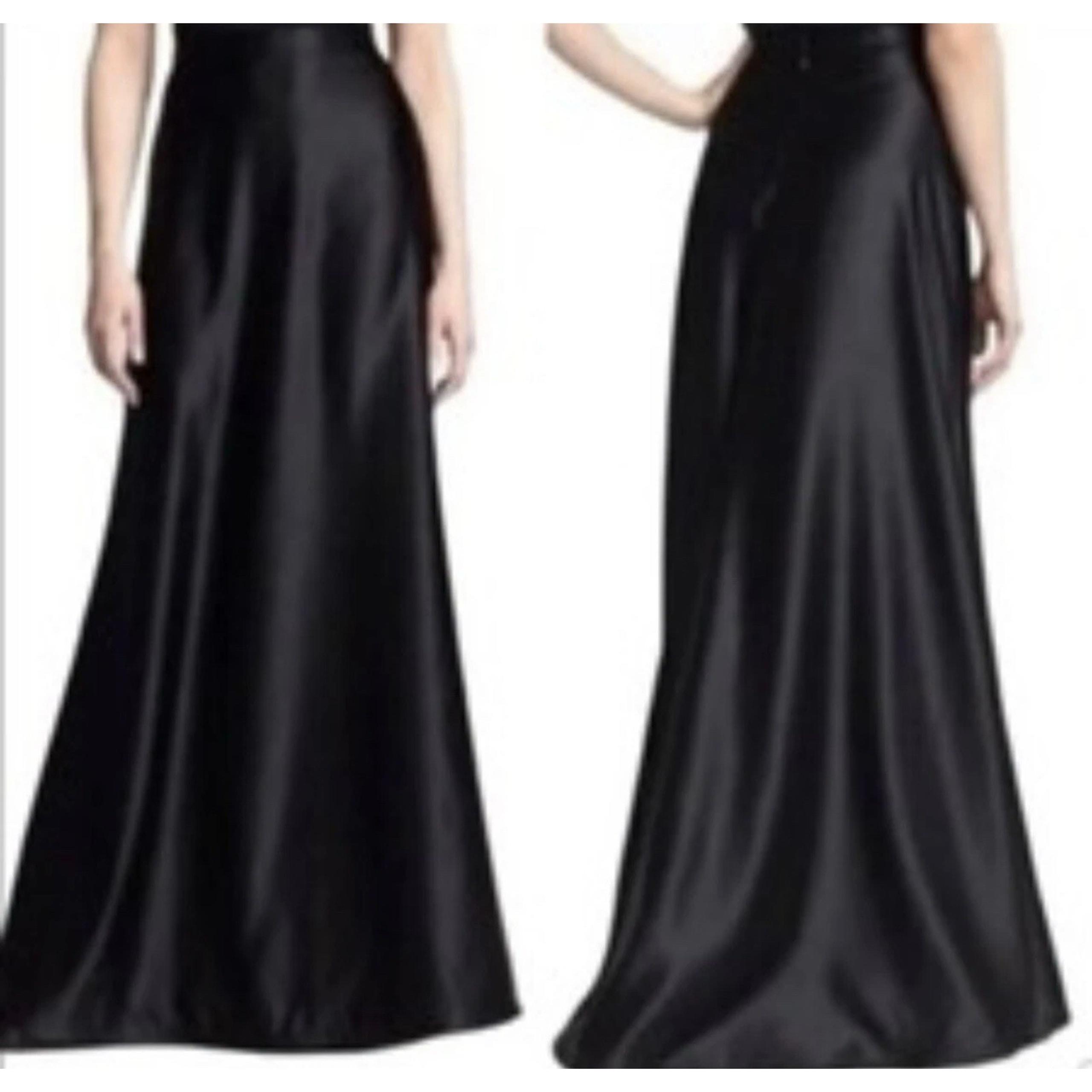 Tadashi Collection Black Satin Maxi Skirt Womens Size 10 Evening Formal