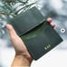 Personalized Monogram Credit Card Holder, Army Green, Bespoke Bifold Wallet