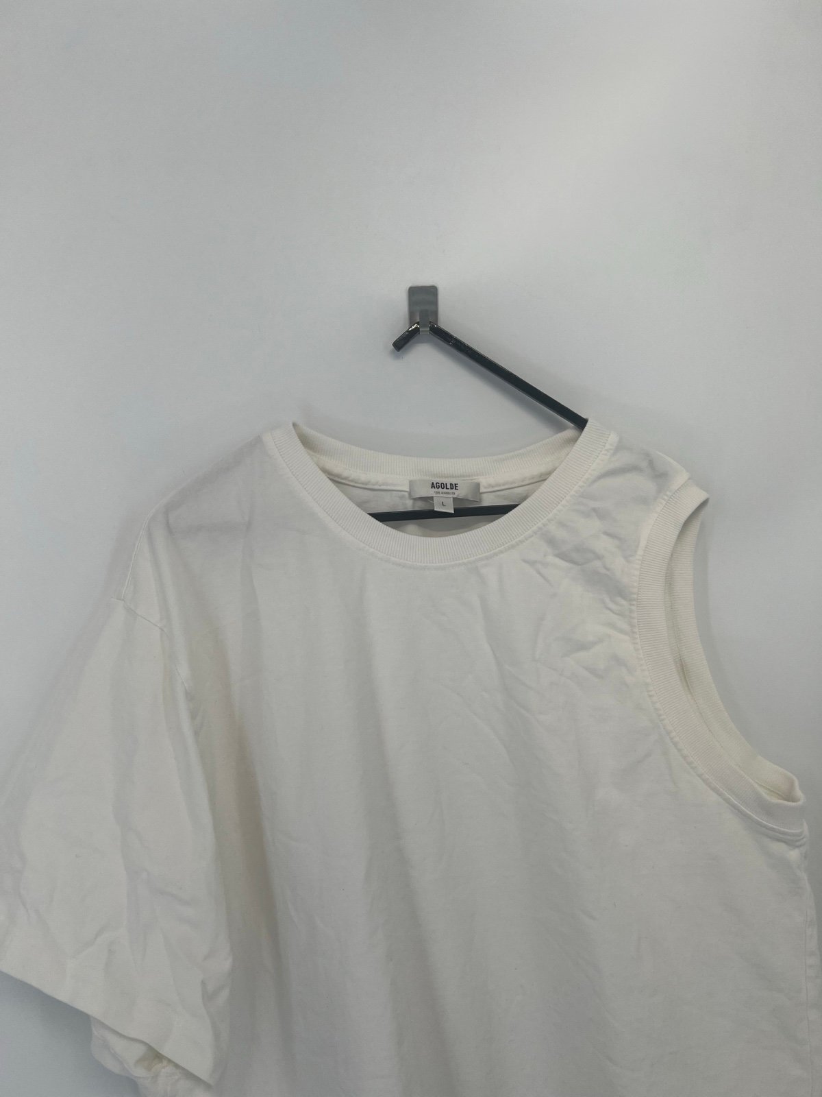 Agolde Della Asymmetric T-Shirt In White