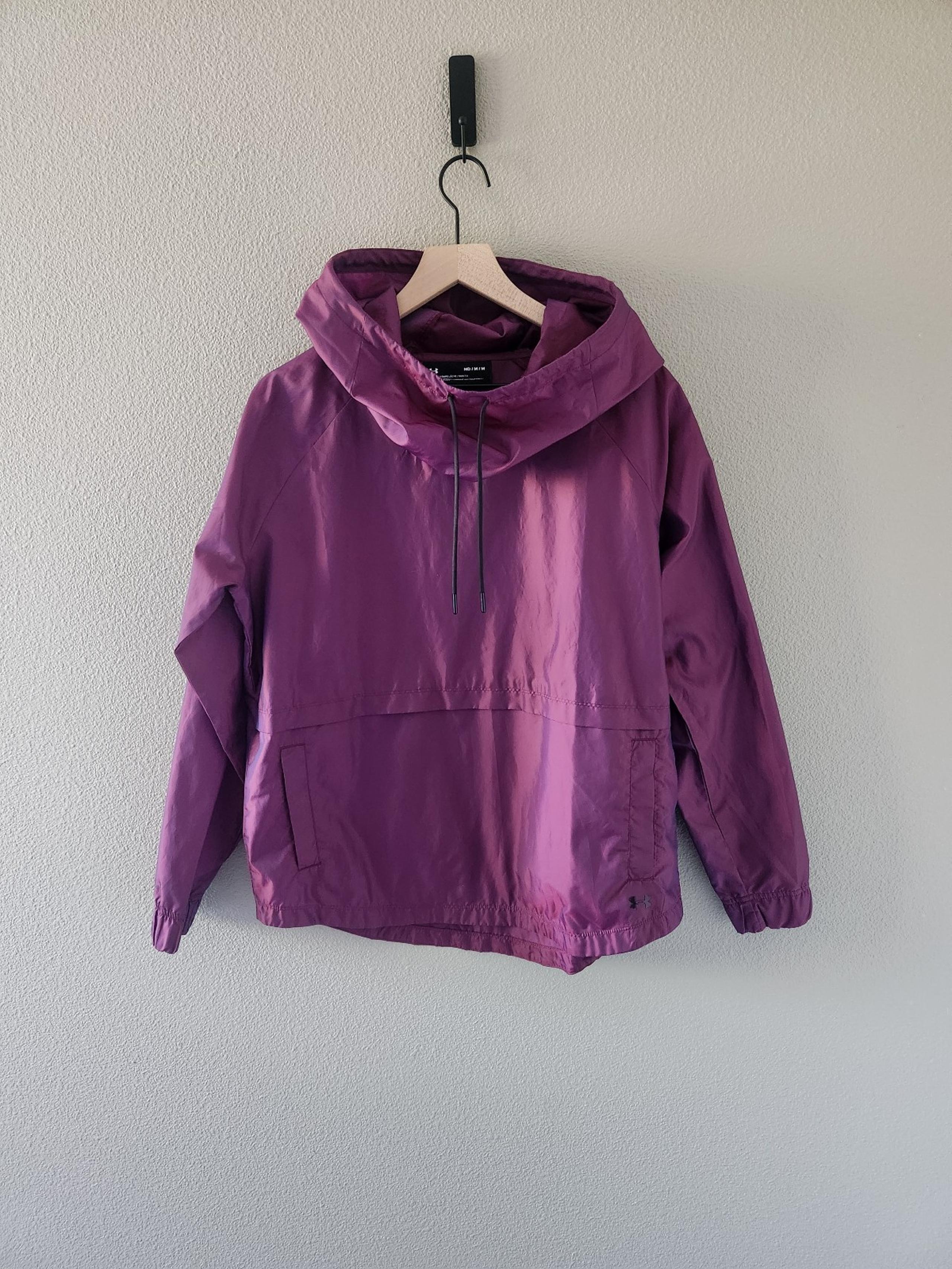 Under Armour Purple Loose Fit Hooded Windbreaker Pullover Jacket Medium