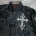 Rebel Spirit Shirt Men's XXL Black White Grey Embroidered Cross Spell Out