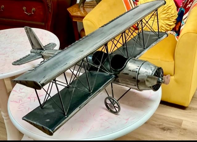 Large Vtg Metal Airplane