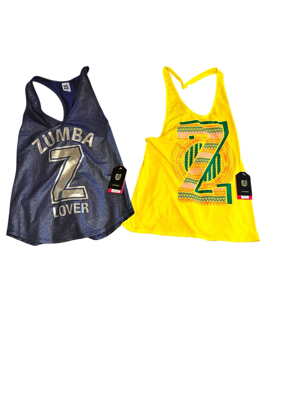 Zumba Fitness Tank Top Bundle Blue and Yellow Racerback NWT Sz. XS