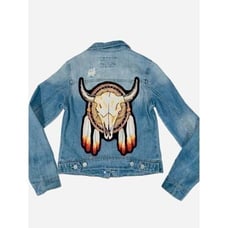 Wax Jeans Custom Embroidered Applique Distressed Denim Trucker Jacket Dreamcatch