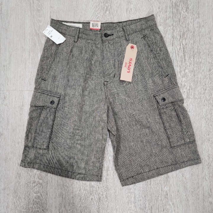 NWT Levi's Men's Snap Cargo Cotton / Linen Shorts Gray Size 30