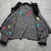 Berek By Takako Sakon Wool Embroidered Cardigan XL Floral Boho Vintage Sweater