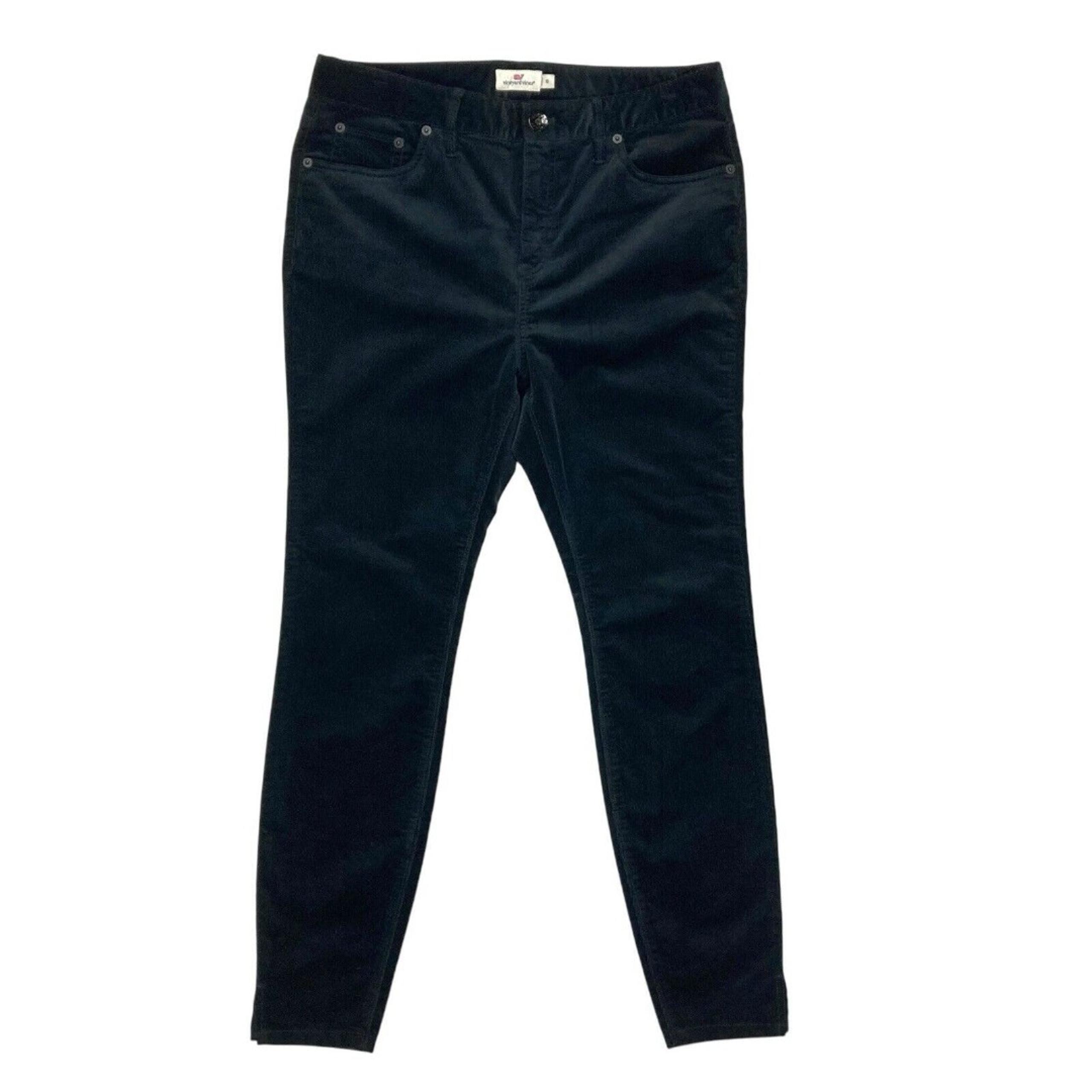 Vineyard Vines Corduroy Pants Womens Size 10 Black High Waisted Ankle Trousers