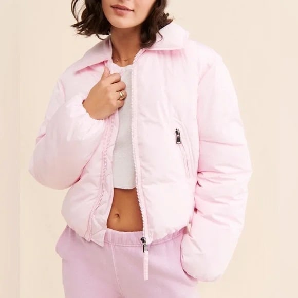 Urban Outfitters Bestie Pink Puffer Jacket