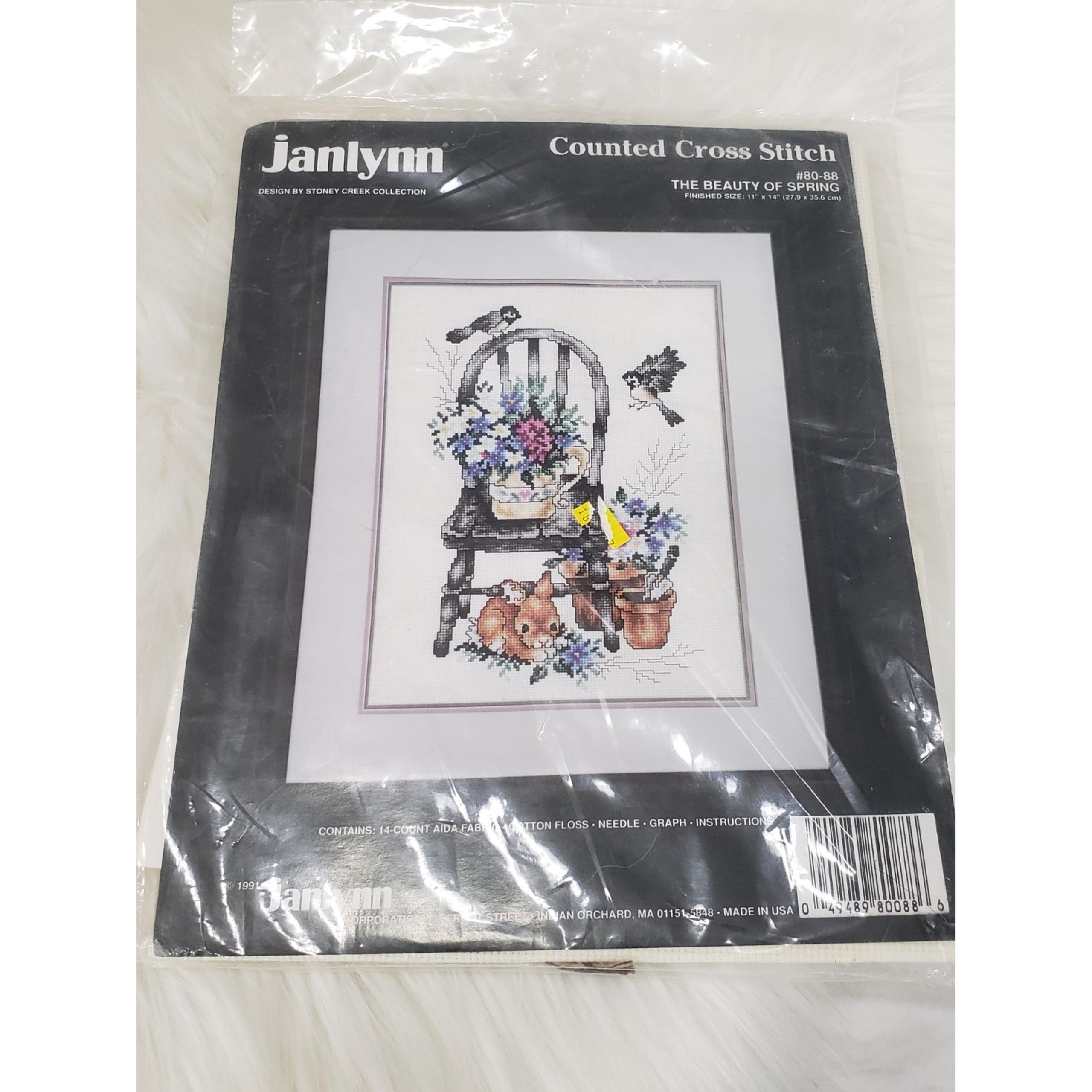 Janlynn The Beauty Of Spring Cross Stitch Vintage #80-88 1991 11" x 14"