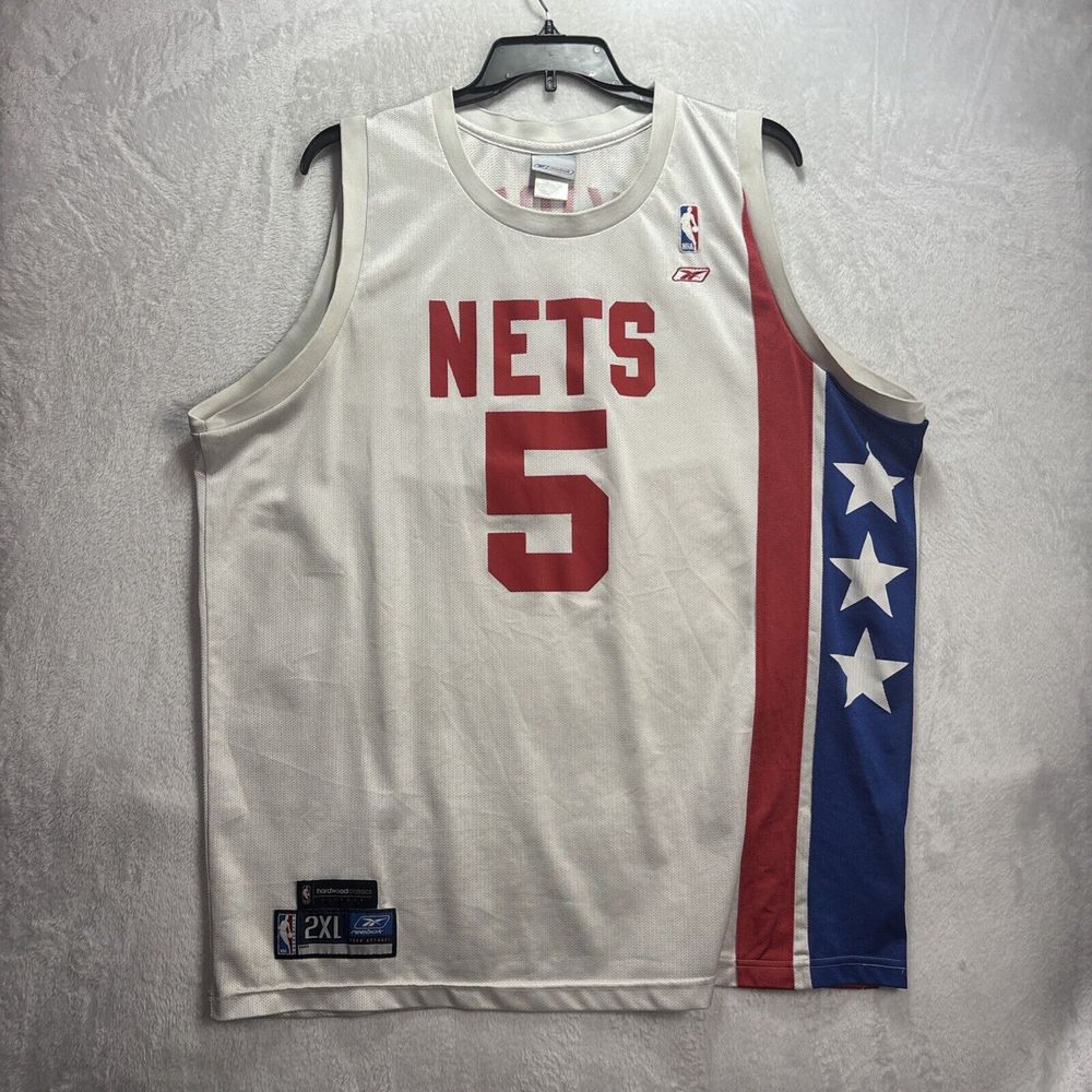 Brooklyn Nets Jason Kidd Nba Jersey Size 2XL Authentic Rare Reebok White Red