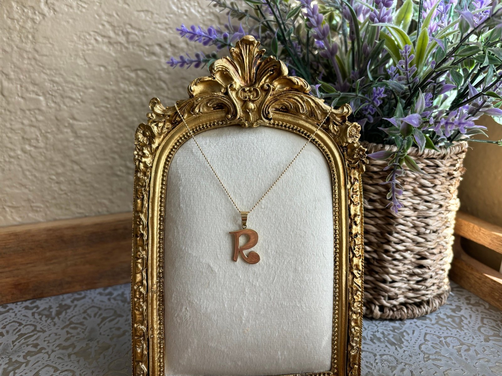 18K Real Gold R pendant only