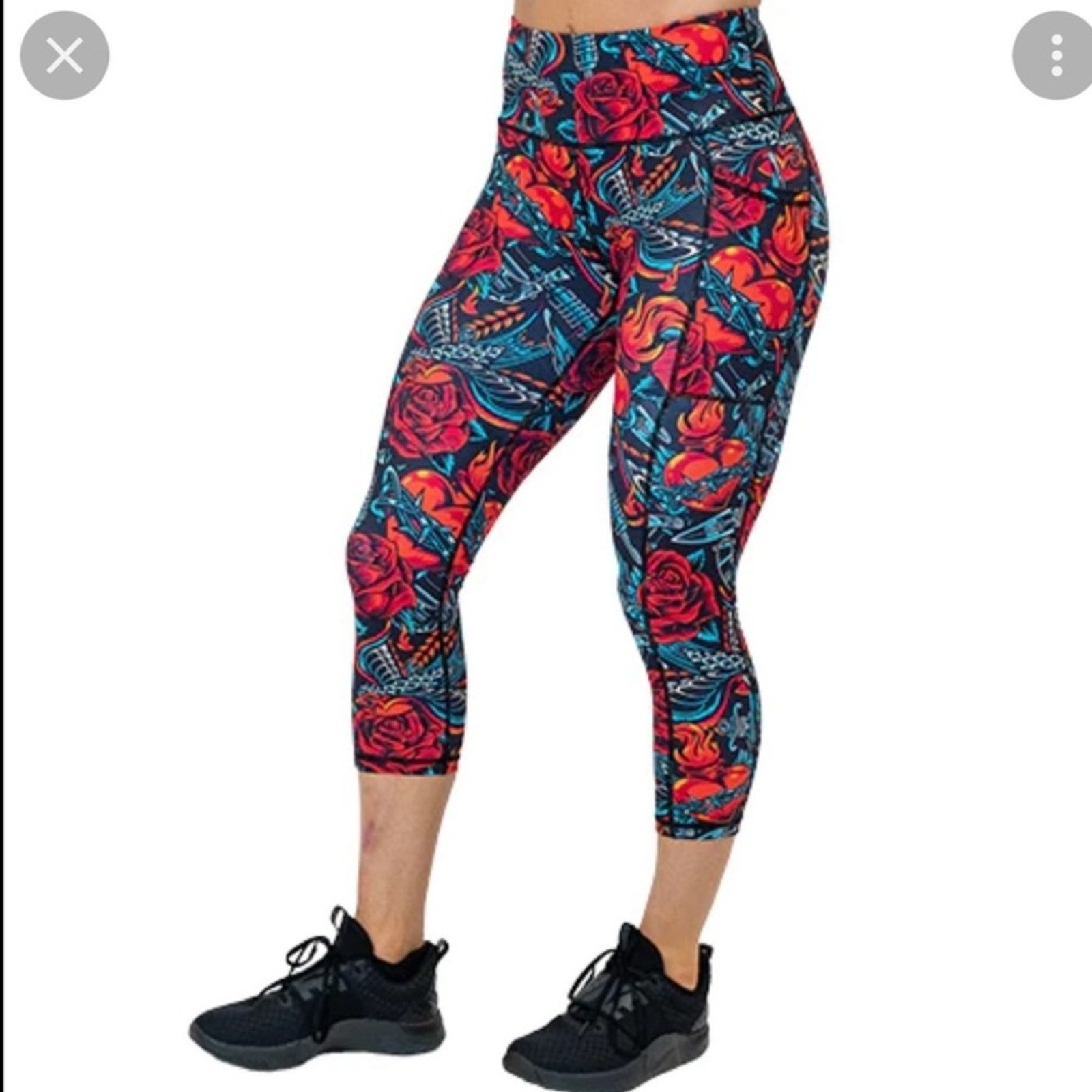 Constantly Varied Gear CVG Vintage Tattoo Red Rose Capri Crossfit Leggings XL