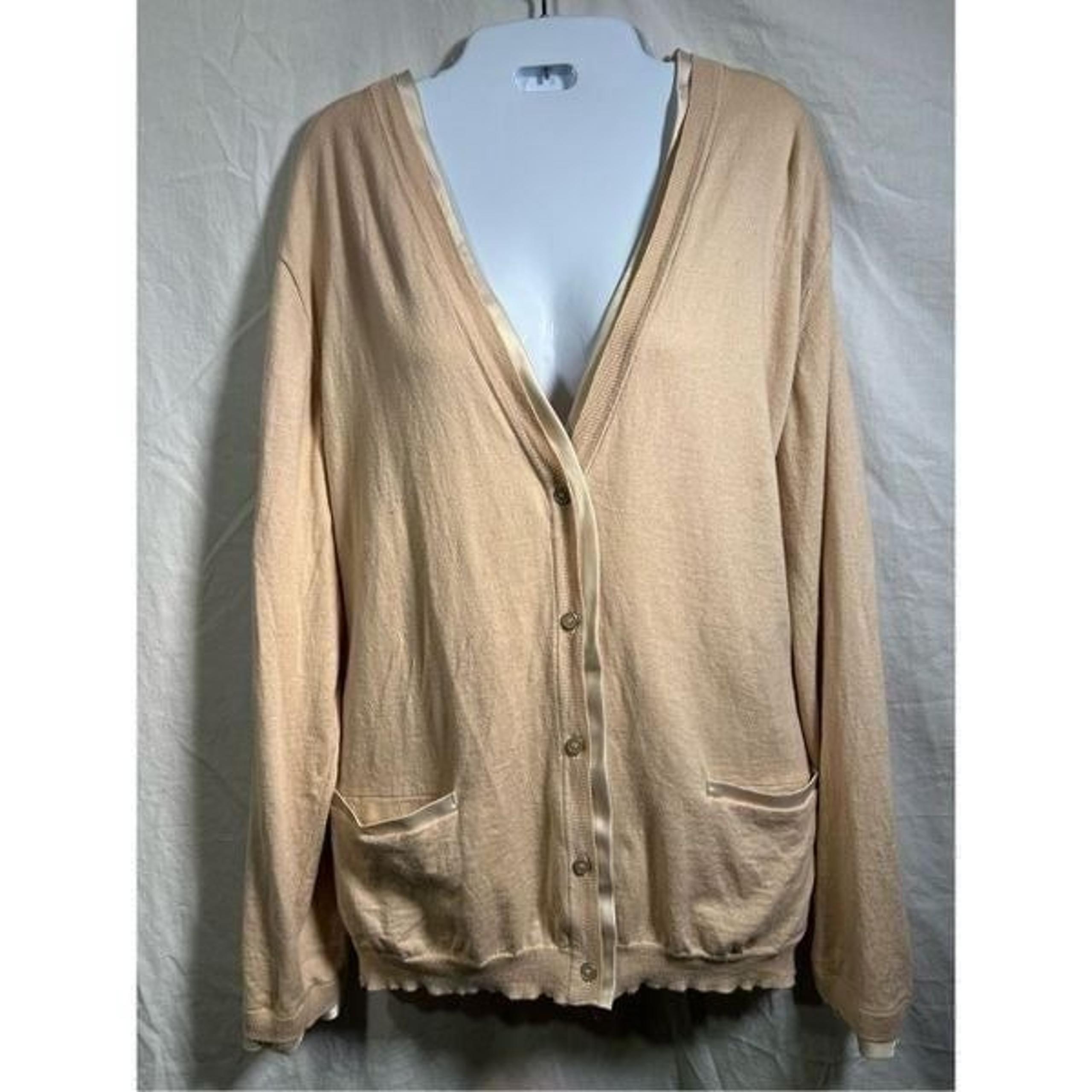 Jones New York Collection Women’s Cardigan Lightweight Sweater Tan in Color Size