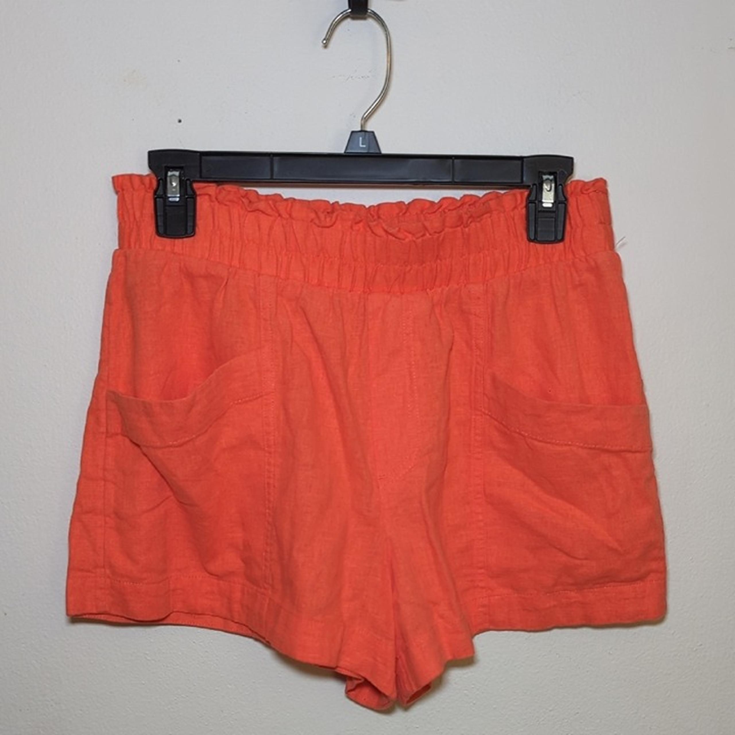A New Day Orange Linen-Blend Shorts High Rise 3" Inseam Women's Size S