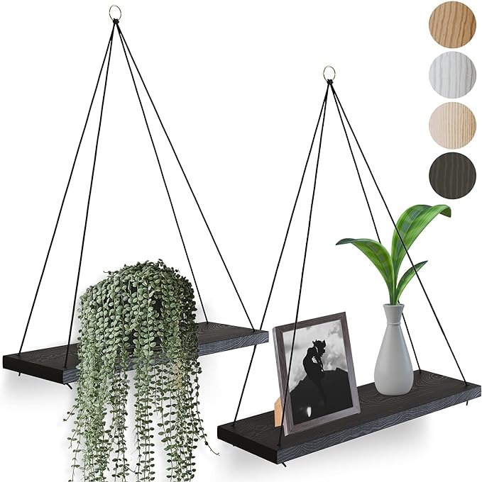 Hanging Shelves for Wall Boho Shelf Decor Macrame Hanging Set of 2