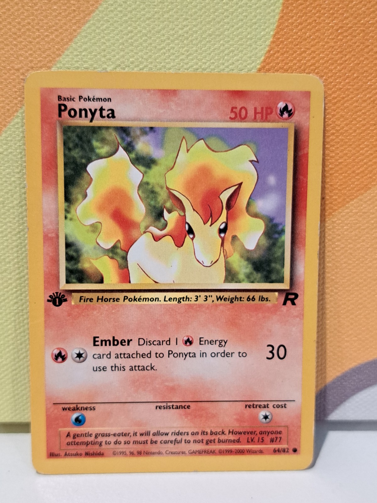Ponyta Pokemon 64/82 Team Rocket 1st Edition Misprint 1999 2000 Wizards