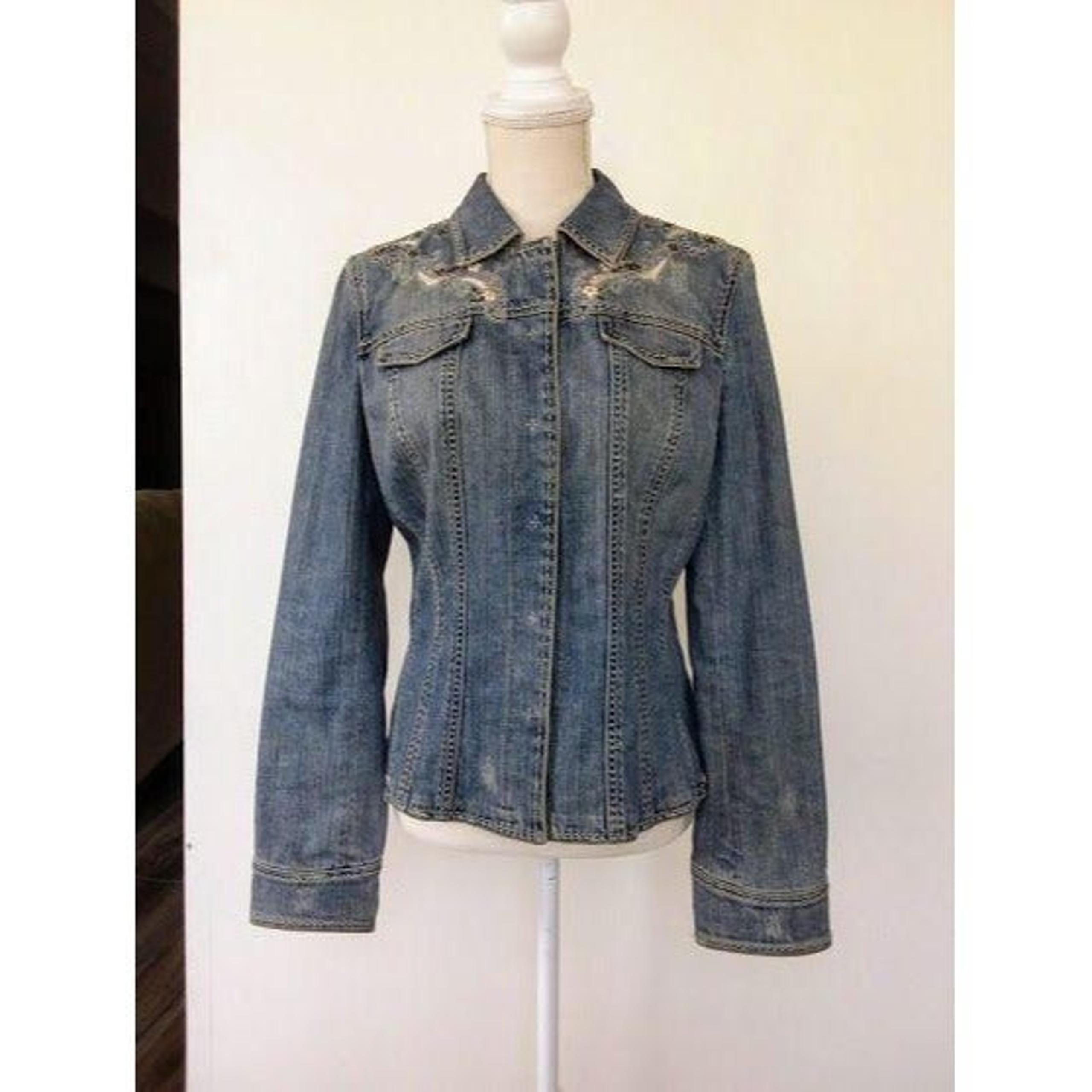 Elie Tahari Embellished Denim Jacket Siz