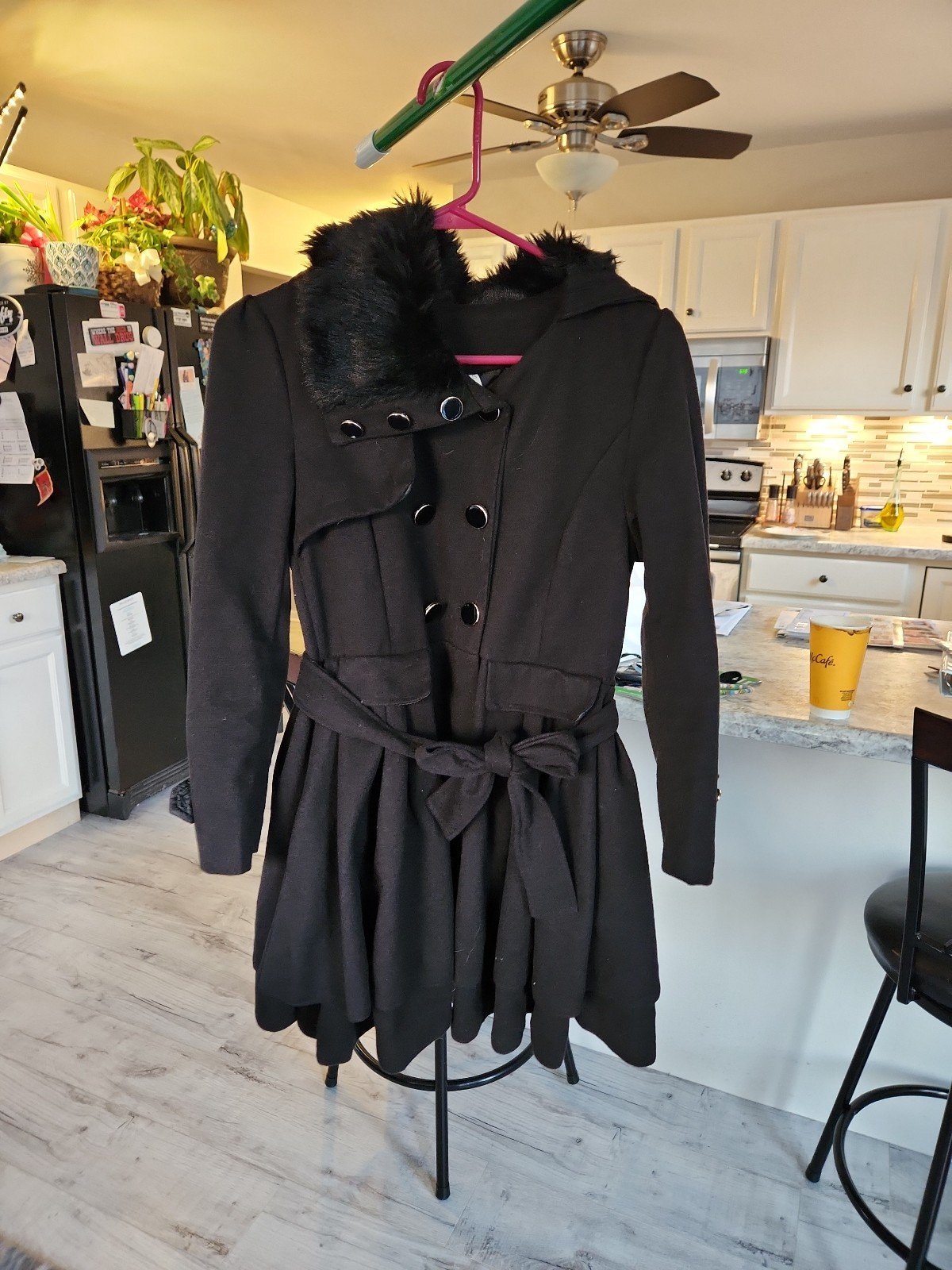 Gorgeous black women's asymmetrical winter pea coat