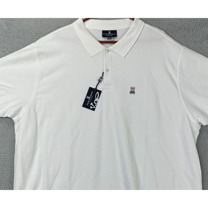 Psycho Bunny Shirt Adult 4XL White 100% Pima Cotton Classic Polo Rugby Mens NEW