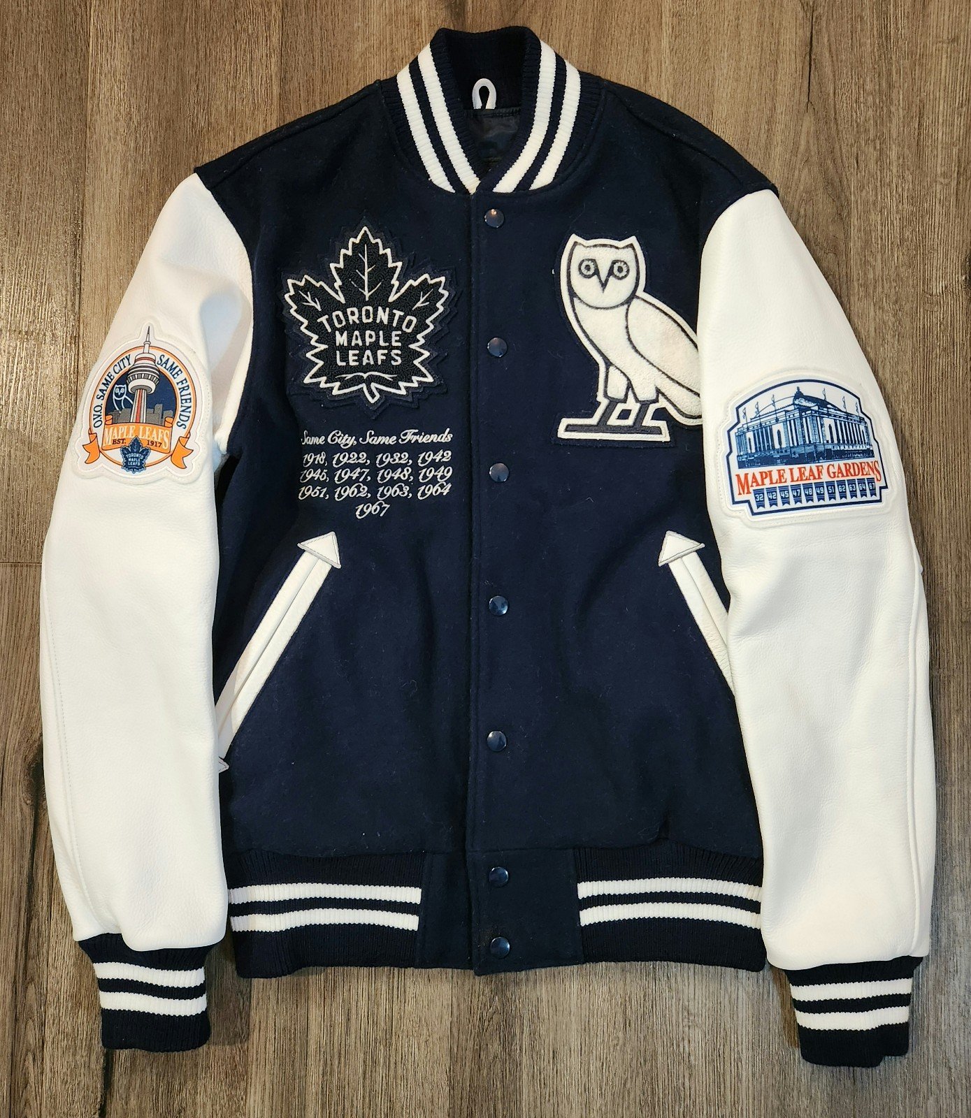 OVO Drake X Roots X NHL Toronto Maple Leafs Varsity Jacket Men's Size XS