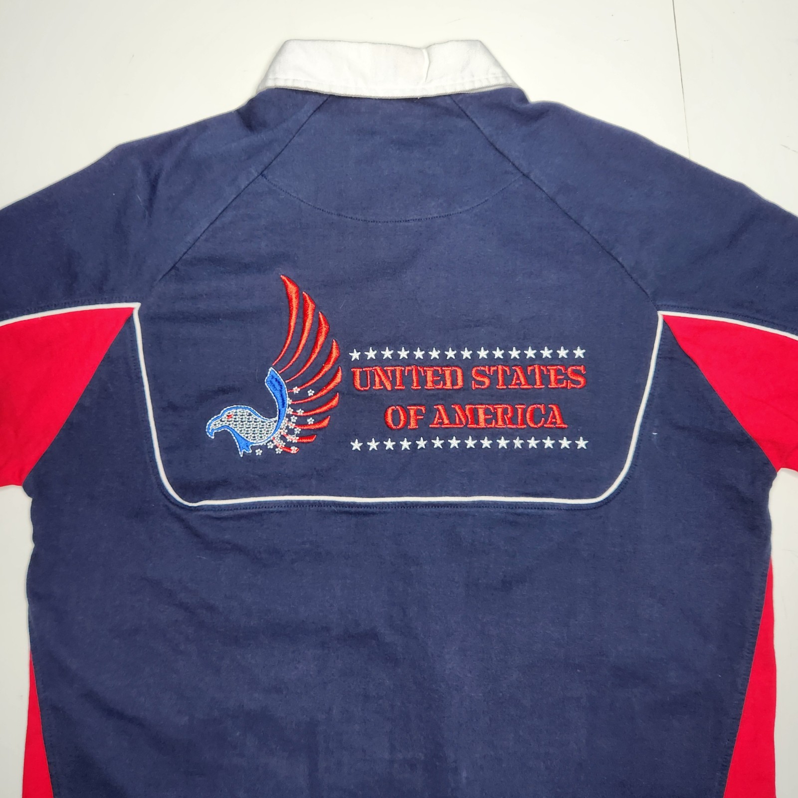 Emirates Dubai Rugby 7s Short Sleeve USA Mens Size Large United States Embroider