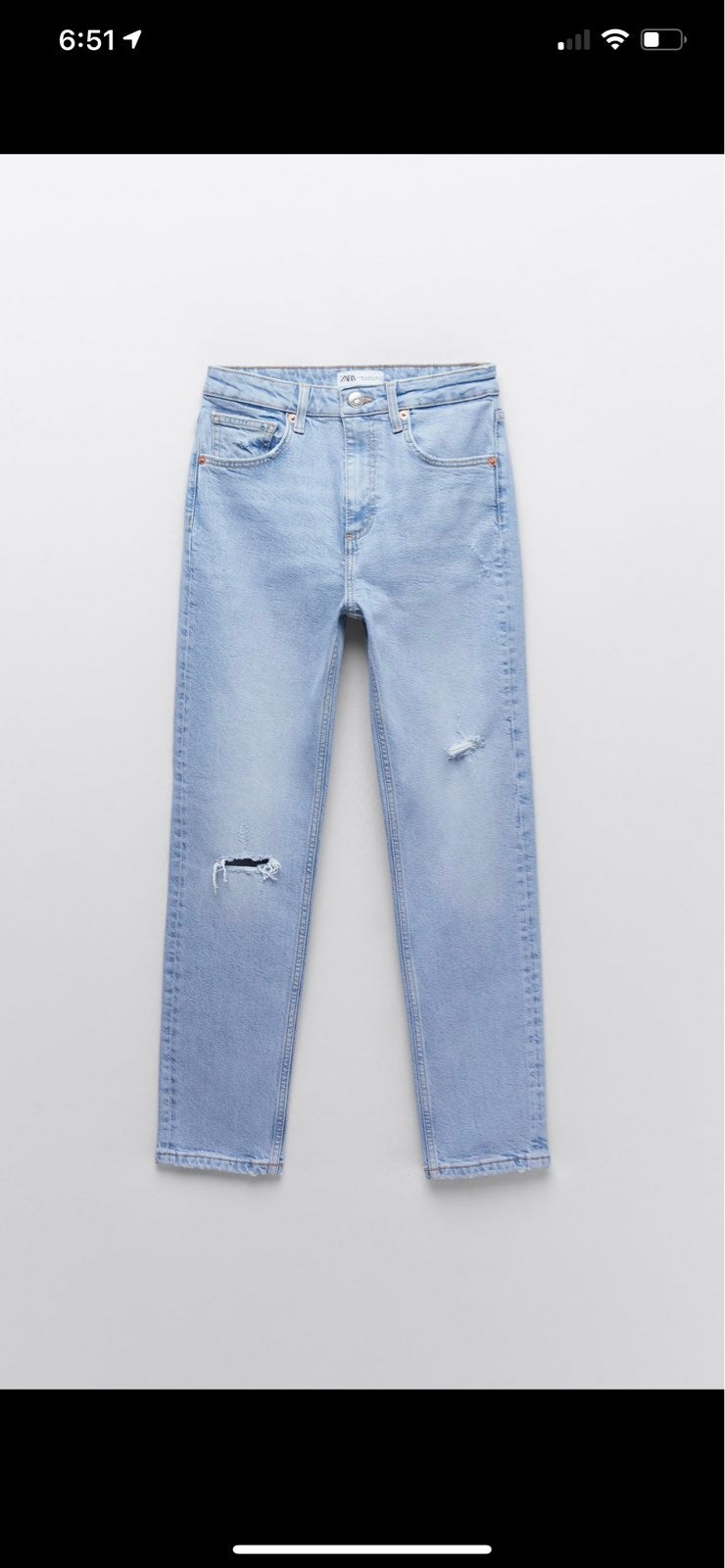 Zara Slim Fit Hi Rise Ripped Jeans [LAST ONE]