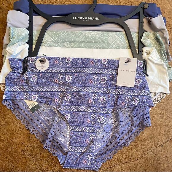 LUCKY Brand floral laser cut super soft lace hipsters underwear panties 5 pack