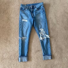 Levi 501 distressed jeans