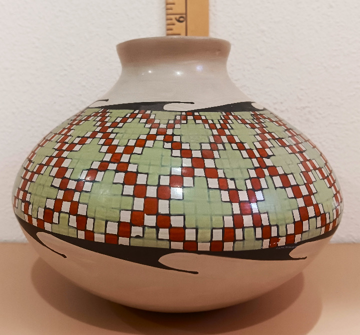 Lore Soto Mata Ortiz Pottery with Painted Fish on Bottom