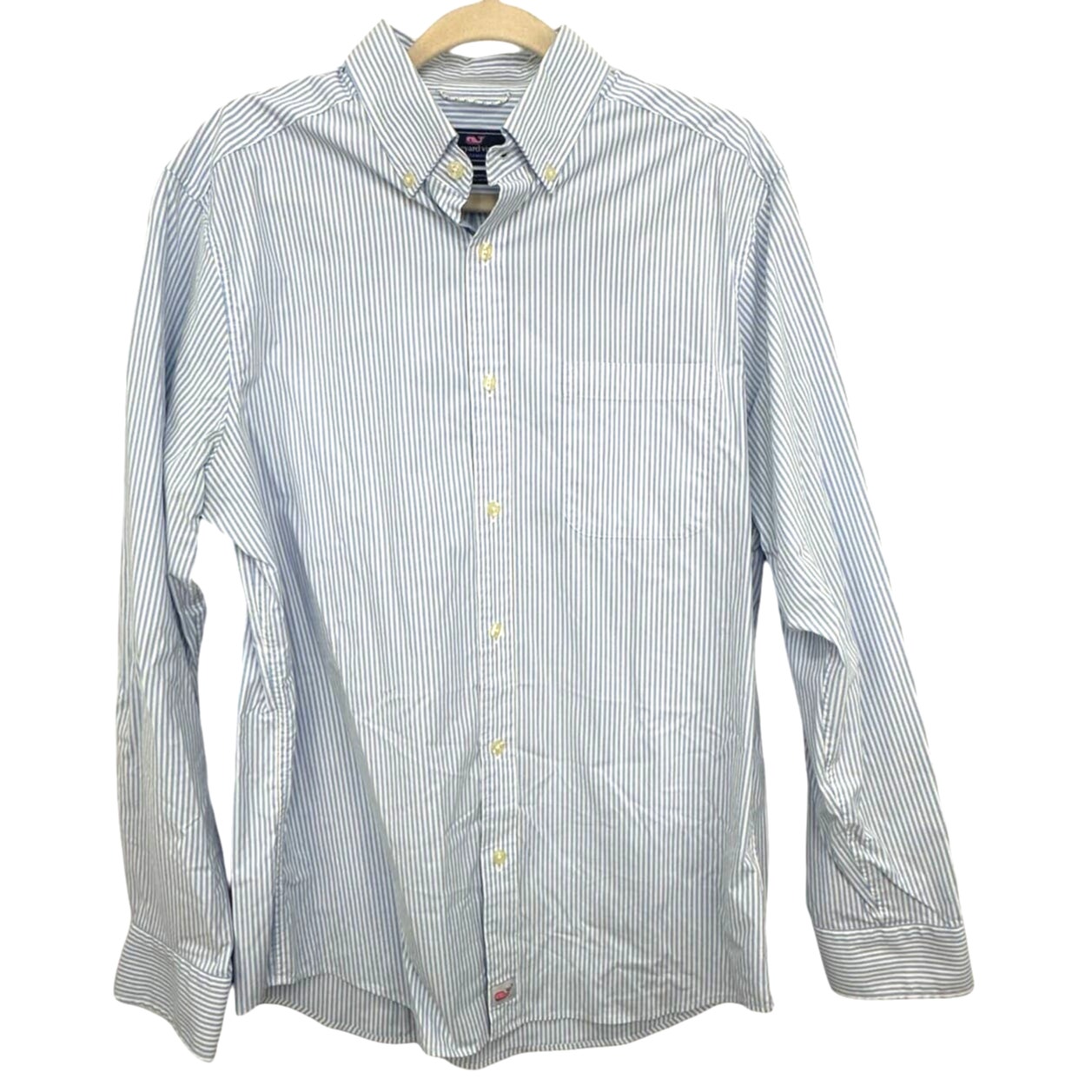 Vineyard Vines Classic Fit Blue Stripe On-The-Go Shirt Performance Nylon Medium