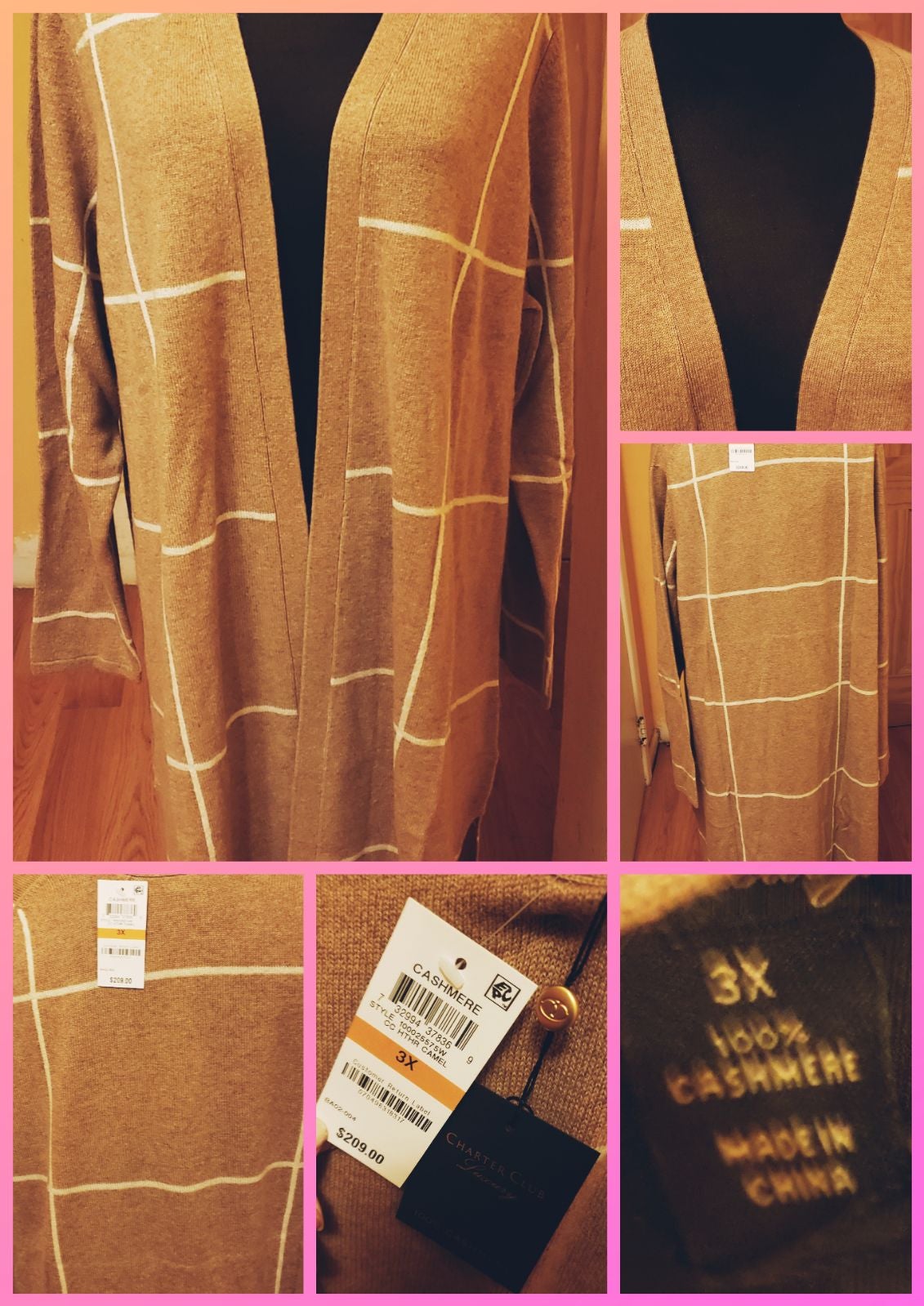 cashmere windowpane sweater plus size 3x