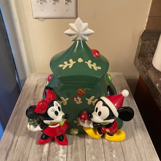 Disney Store Mickey Mouse & Minnie Christmas Tree Cookie Jar New 2016 Decoration