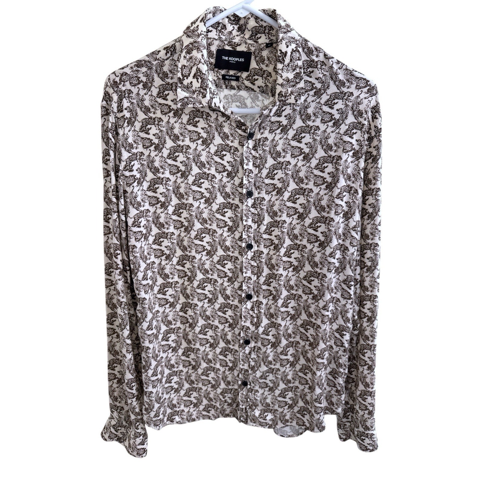 The Kooples Men's Chic Loose Viscose Shirt, Angry Tiger Size M