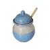 Overland Pottery Honey Pot with Dipper Hand Spun Speckled Blue Glazed Vintage