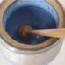 Overland Pottery Honey Pot with Dipper Hand Spun Speckled Blue Glazed Vintage