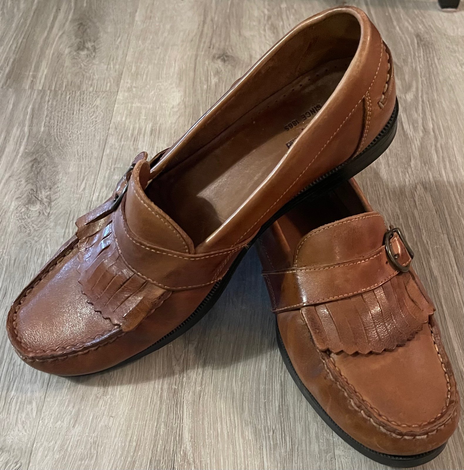 Leather Duckhead Shoes Loafers Men’s Size 10.5 Camel Brown Tassel made in Brazil
