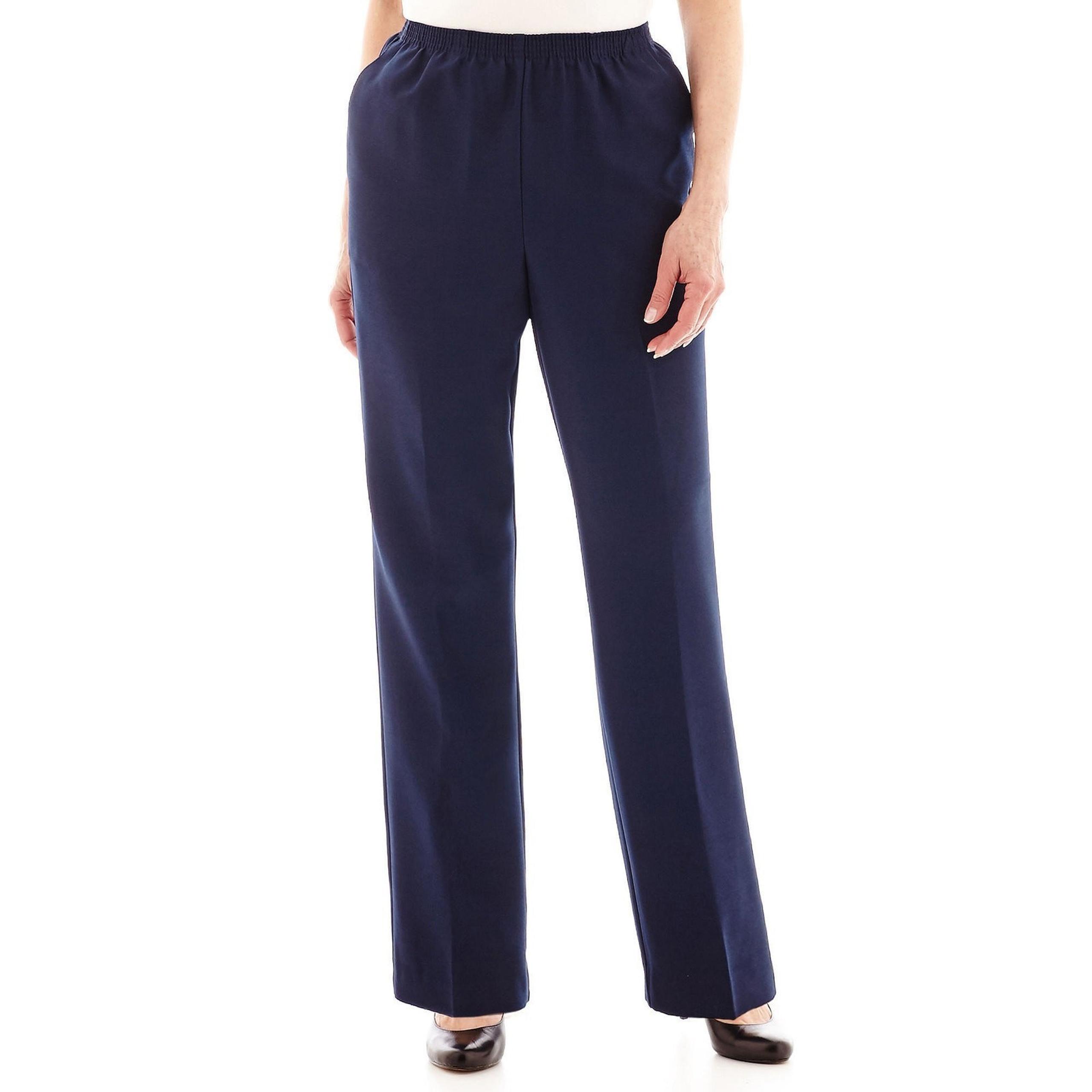NWT Alfred Dunner Women Mid Rise Pull-on Pants - Blue, 14 Petite