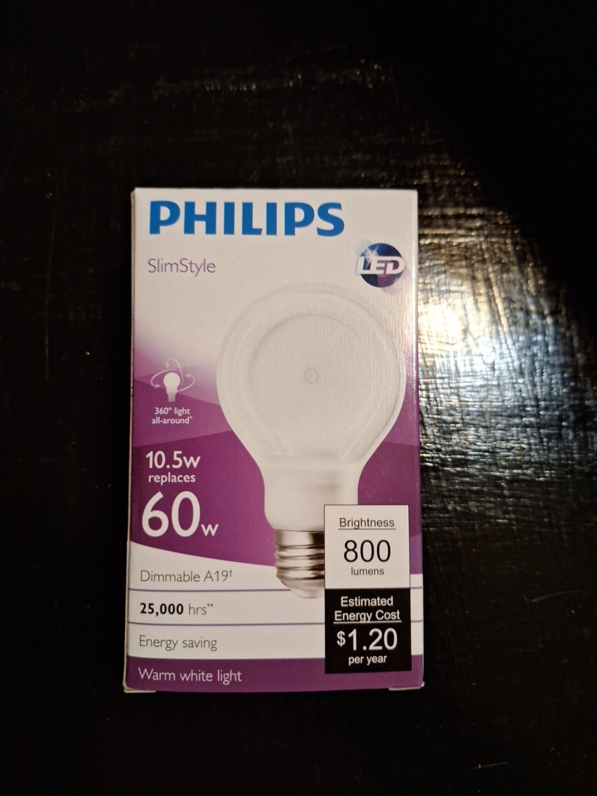 Philips A19 10.5 watts Slimstyle LED dimmable bulb- multiples available.