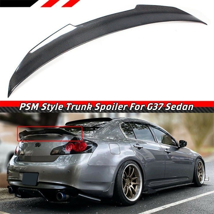 NEW 2007-2015 INFINITI G25 G35 G37 Q40 4DR PSM Real Carbon Fiber Trunk Spoiler